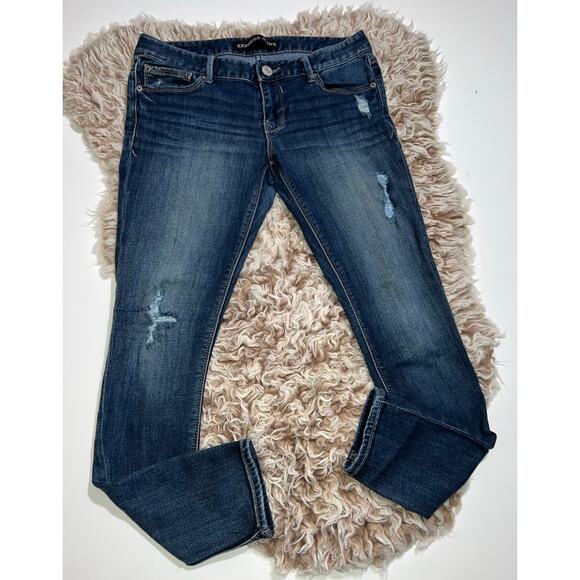Express women’s legging Stella low rise distressed blue jeans - Picture 12 of 13